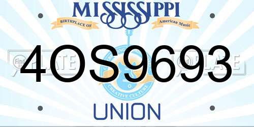 4OS9693 Mississippi License Plate