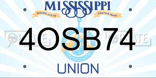 4OSB74 Mississippi License Plate
