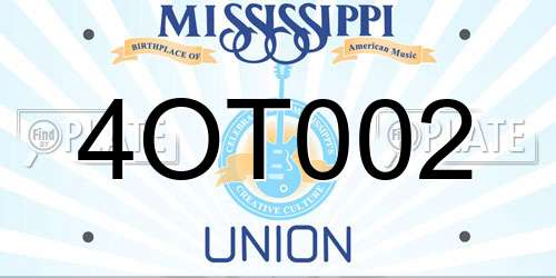 4OT002 Mississippi License Plate