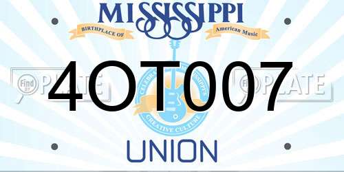 4OT007 Mississippi License Plate