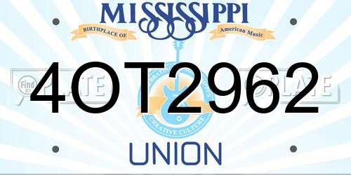 4OT2962 Mississippi License Plate
