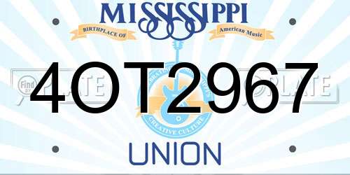 4OT2967 Mississippi License Plate