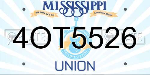 4OT5526 Mississippi License Plate