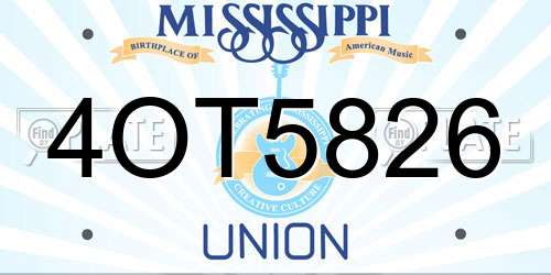 4OT5826 Mississippi License Plate