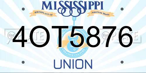 4OT5876 Mississippi License Plate