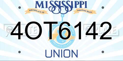 4OT6142 Mississippi License Plate