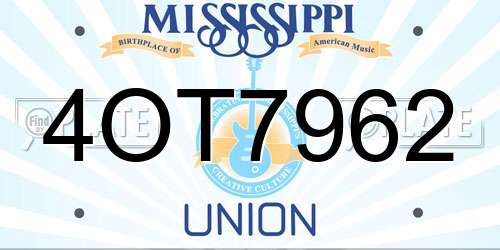 4OT7962 Mississippi License Plate