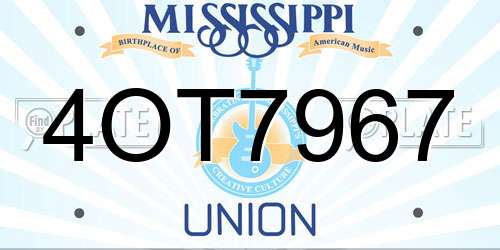 4OT7967 Mississippi License Plate