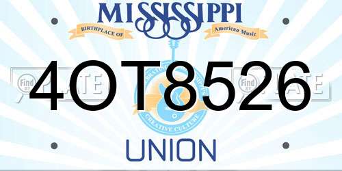 4OT8526 Mississippi License Plate