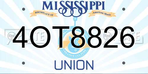 4OT8826 Mississippi License Plate