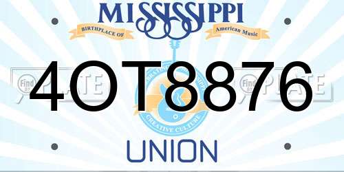 4OT8876 Mississippi License Plate