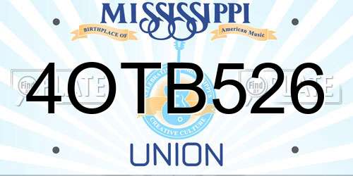 4OTB526 Mississippi License Plate