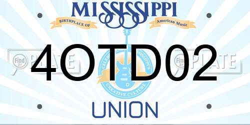 4OTD02 Mississippi License Plate