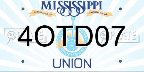 4OTD07 Mississippi License Plate
