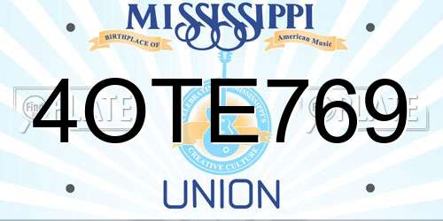 4OTE769 Mississippi License Plate