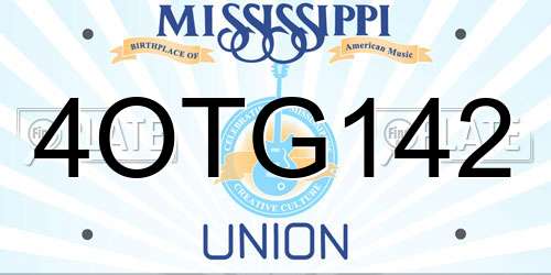 4OTG142 Mississippi License Plate