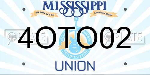 4OTO02 Mississippi License Plate