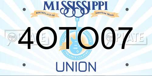 4OTO07 Mississippi License Plate