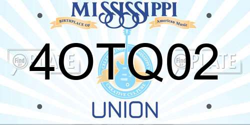 4OTQ02 Mississippi License Plate