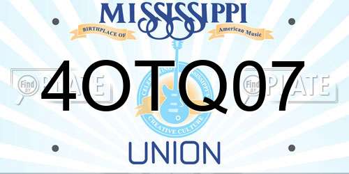 4OTQ07 Mississippi License Plate