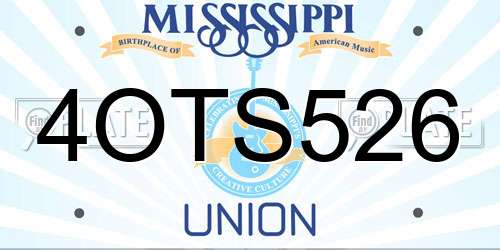 4OTS526 Mississippi License Plate