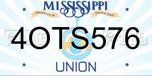 4OTS576 Mississippi License Plate