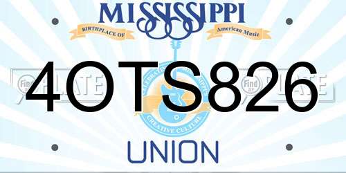 4OTS826 Mississippi License Plate