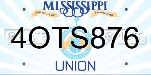 4OTS876 Mississippi License Plate