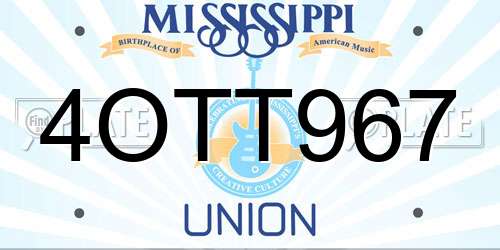 4OTT967 Mississippi License Plate