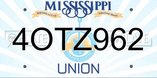 4OTZ962 Mississippi License Plate