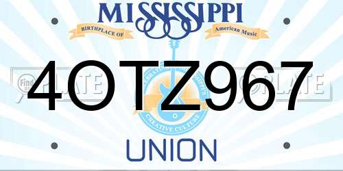 4OTZ967 Mississippi License Plate