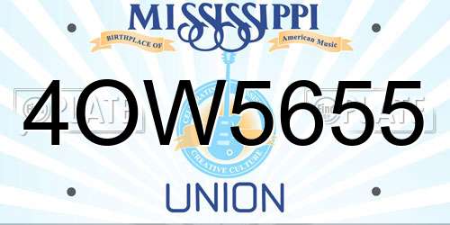 4OW5655 Mississippi License Plate