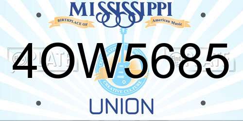4OW5685 Mississippi License Plate