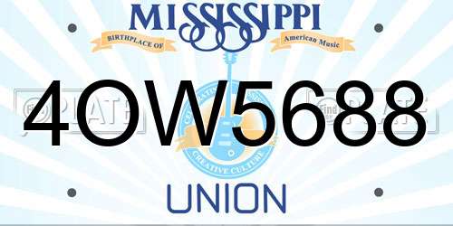 4OW5688 Mississippi License Plate