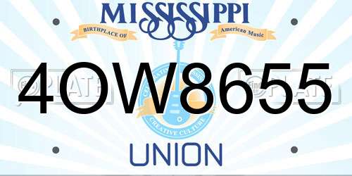 4OW8655 Mississippi License Plate