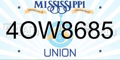 4OW8685 Mississippi License Plate