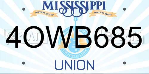 4OWB685 Mississippi License Plate