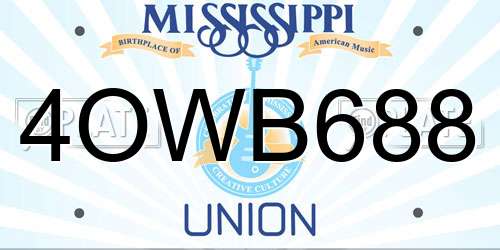 4OWB688 Mississippi License Plate