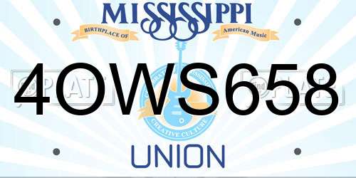 4OWS658 Mississippi License Plate