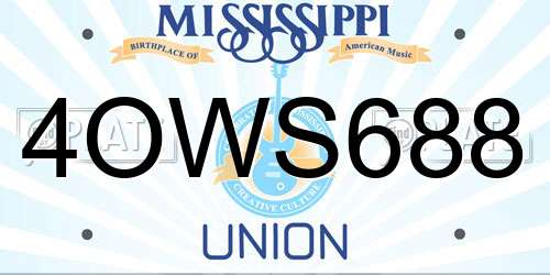 4OWS688 Mississippi License Plate