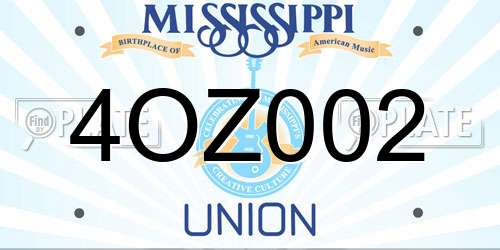 4OZ002 Mississippi License Plate