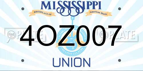 4OZ007 Mississippi License Plate
