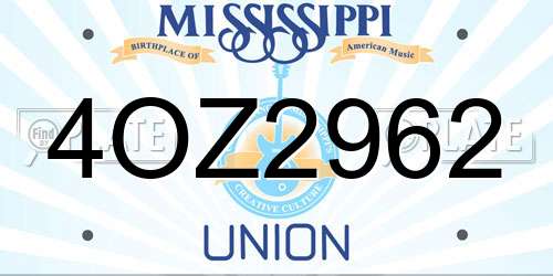 4OZ2962 Mississippi License Plate
