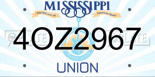 4OZ2967 Mississippi License Plate
