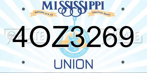 4OZ3269 Mississippi License Plate