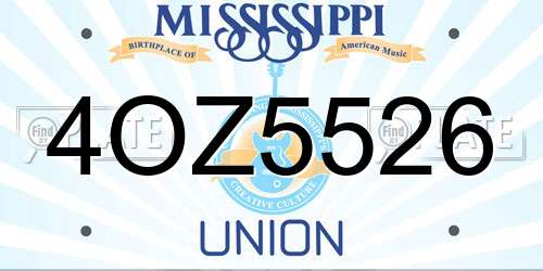 4OZ5526 Mississippi License Plate