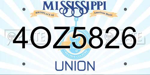 4OZ5826 Mississippi License Plate