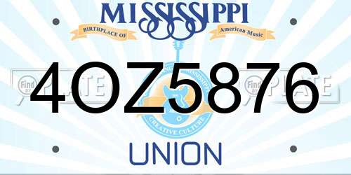 4OZ5876 Mississippi License Plate