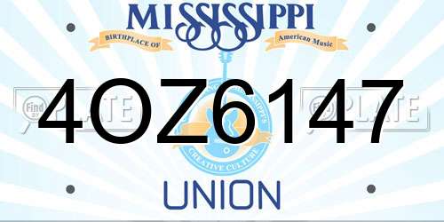 4OZ6147 Mississippi License Plate