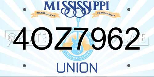 4OZ7962 Mississippi License Plate